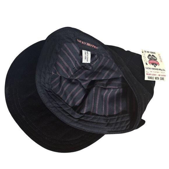 Lucky Brand Black Velvet Newsboy Cap With Button Detail - Picture 7 of 7